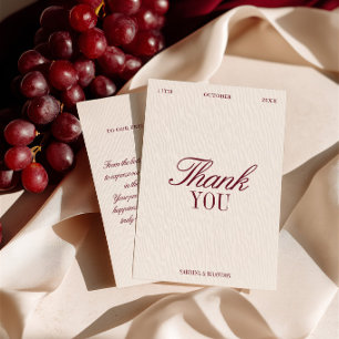 Tarjeta de agradecimiento de boda elegante marfil 