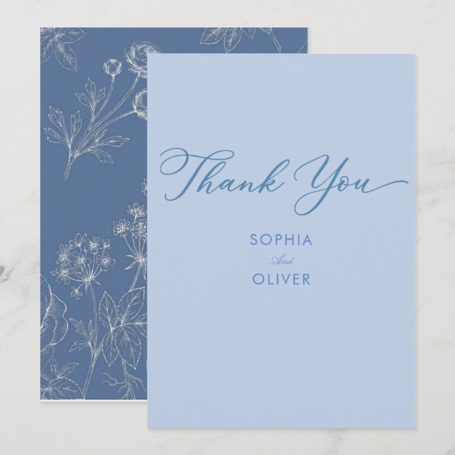 Tarjeta de agradecimiento de boda elegante minimal (Anverso / Reverso)