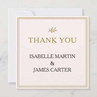Tarjeta de agradecimiento de boda elegante minimal