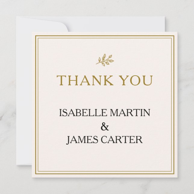 Tarjeta de agradecimiento de boda elegante minimal (Anverso)