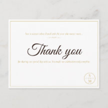 Tarjeta de agradecimiento de boda elegante minimal