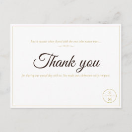 Tarjeta de agradecimiento de boda elegante minimal