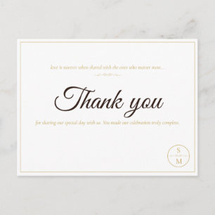 Tarjeta de agradecimiento de boda elegante minimal