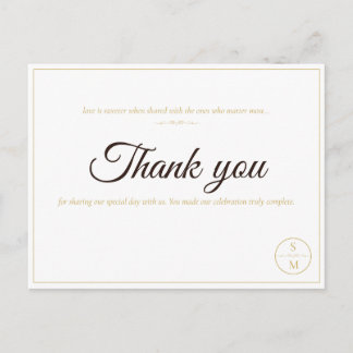 Tarjeta de agradecimiento de boda elegante minimal