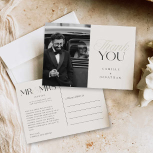 Tarjeta de agradecimiento de boda elegante moderna