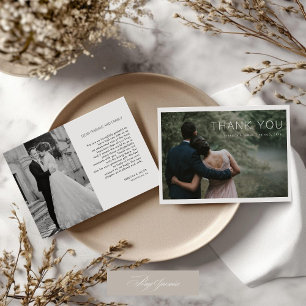 Tarjeta de agradecimiento de boda elegante moderna