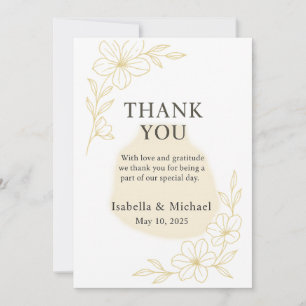 Tarjeta de agradecimiento de boda elegante plana T