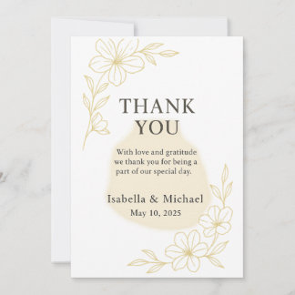 Tarjeta de agradecimiento de boda elegante plana T