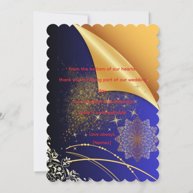 Tarjeta de agradecimiento de boda elegante plantil (Anverso)