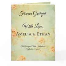 Tarjeta de agradecimiento de boda elegante plegada