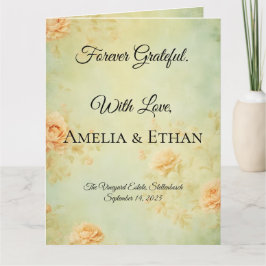 Tarjeta de agradecimiento de boda elegante plegada
