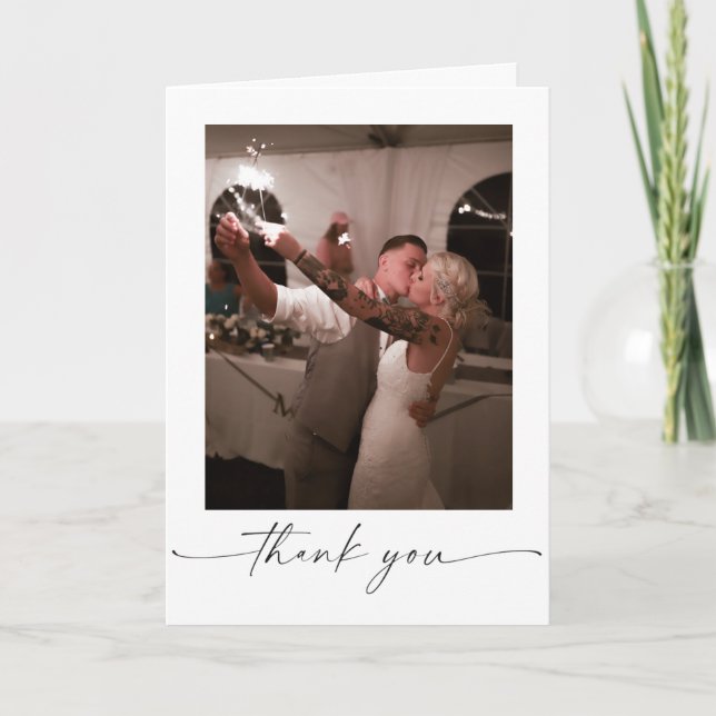 Tarjeta de agradecimiento de boda elegante plegada (Anverso)