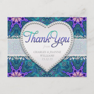 Tarjeta de agradecimiento de boda elegante púrpura