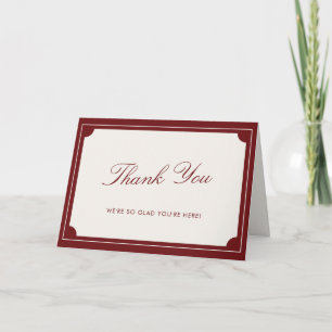 Tarjeta de agradecimiento de boda elegante roja di