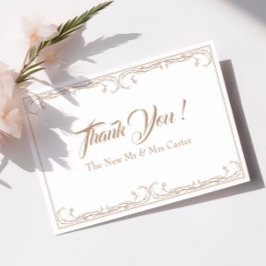 Tarjeta de agradecimiento de boda elegante – Rosa 