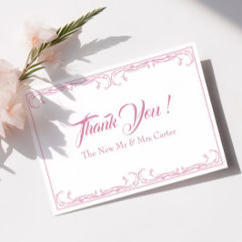 Tarjeta de agradecimiento de boda elegante – Rosa 