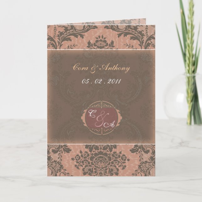 Tarjeta de agradecimiento de boda elegante rosa da (Anverso)