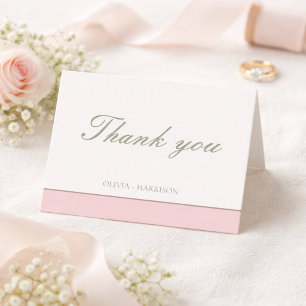 Tarjeta de agradecimiento de boda elegante verde s