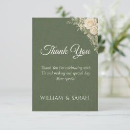 Tarjeta de agradecimiento de boda elegante verde s