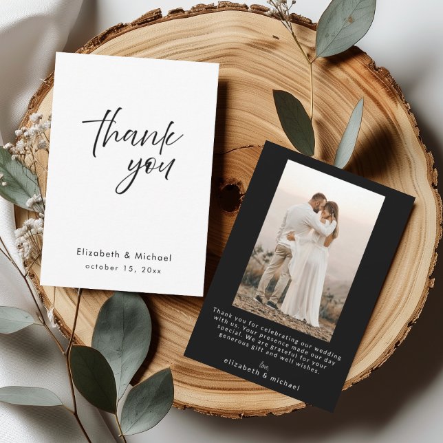 Tarjeta de agradecimiento de boda elegante y chic  (Subido por el creador)