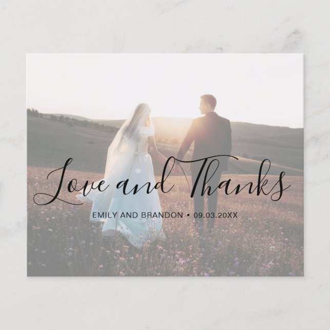 Tarjeta de agradecimiento de boda elegante y moder (Anverso)