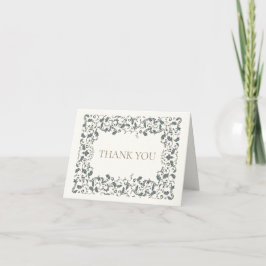 Tarjeta de agradecimiento de boda elegante y ornam