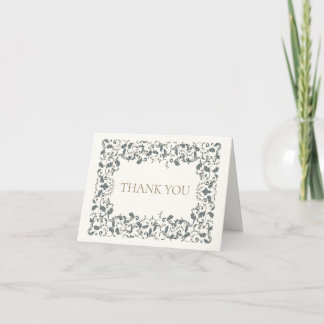 Tarjeta de agradecimiento de boda elegante y ornam
