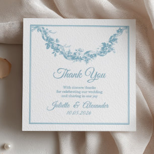 Tarjeta de agradecimiento de boda en azul polvo To