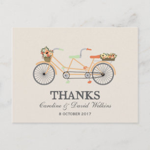 Tarjeta de agradecimiento de boda en bicicleta tán