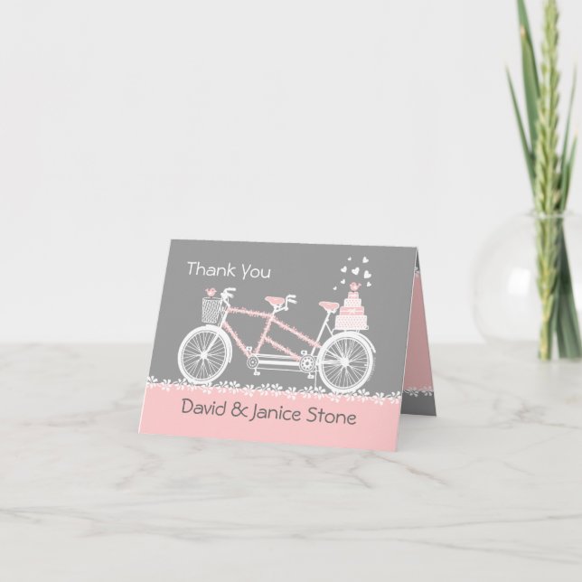 Tarjeta de agradecimiento de boda en bicicleta tán (Anverso)