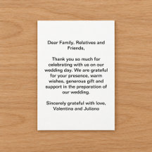 Tarjeta de agradecimiento de boda en blanco y negr