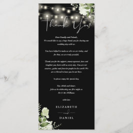 Tarjeta de agradecimiento de boda en blanco y negr