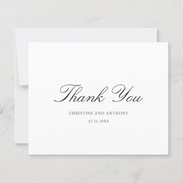 Tarjeta de agradecimiento de boda en blanco y negr (Anverso)