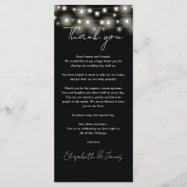 Tarjeta de agradecimiento de boda en blanco y negr