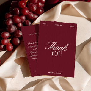 Tarjeta de agradecimiento de boda en burgundy eleg