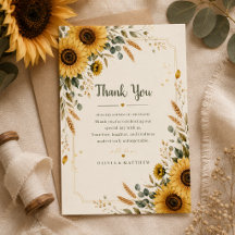 Tarjeta de agradecimiento de boda en el campo de g