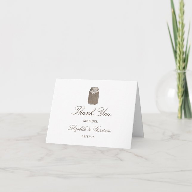 Tarjeta de agradecimiento de boda en frasco de arp (Anverso)
