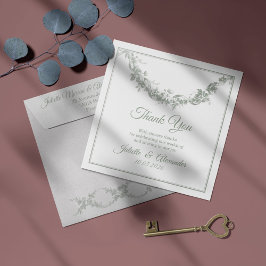 Tarjeta de agradecimiento de boda en gris salvia T