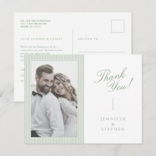 Tarjeta de agradecimiento de boda en guion verde s