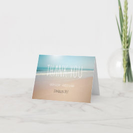 Tarjeta de agradecimiento de boda en la costa