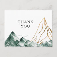 Tarjeta de agradecimiento de boda en la montaña ve