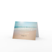 Tarjeta de agradecimiento de boda en la playa