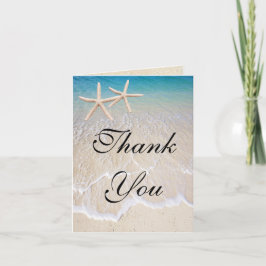 Tarjeta de agradecimiento de boda en la playa con