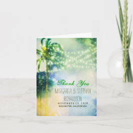 tarjeta de agradecimiento de boda en la playa con