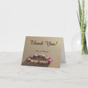 Tarjeta de agradecimiento de boda en la playa con 