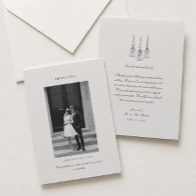 Tarjeta de agradecimiento de boda en negro y marfi