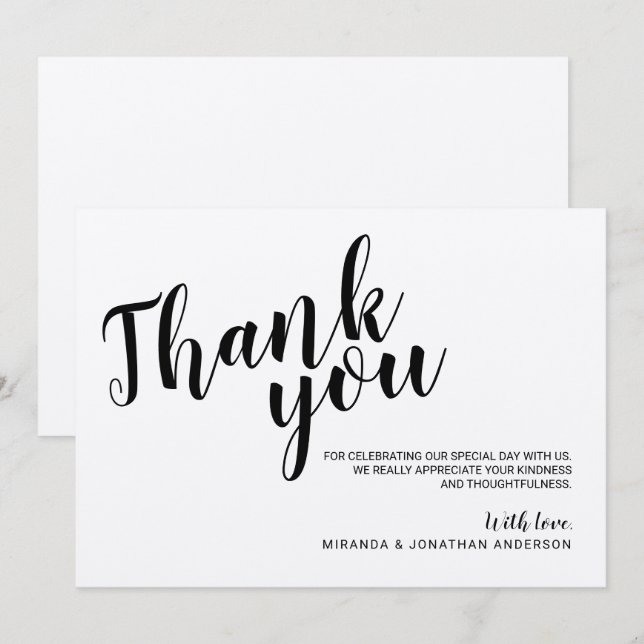 Tarjeta de agradecimiento de boda en papel kraft r (Anverso / Reverso)