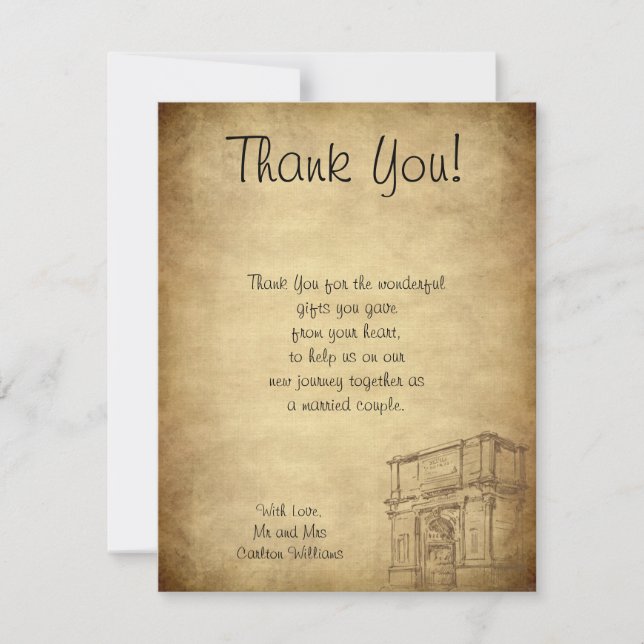 Tarjeta de agradecimiento de boda en Roma (Anverso)