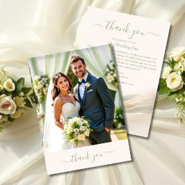 Tarjeta de agradecimiento de boda en verde salvia 