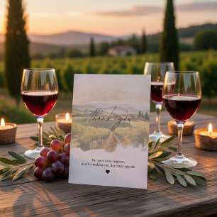Tarjeta de agradecimiento de boda en viñedo de Tos